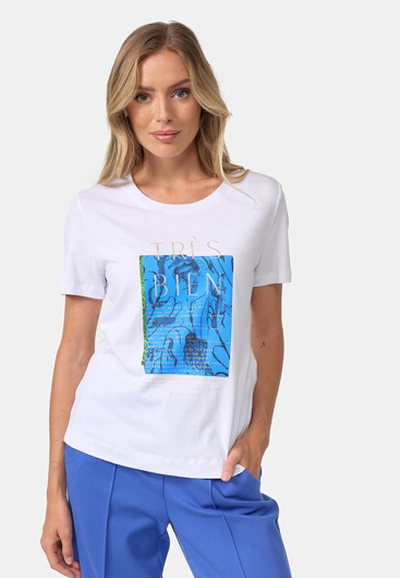 Picture of CATNOIR T-SHIRT IN MODAL WITH PRINT - AZZURRO TRES BIEN