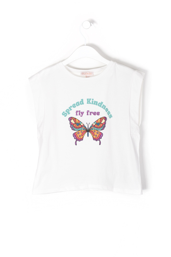 Picture of PLEASE KID - Shirt MB G48 - Off White Butterfly