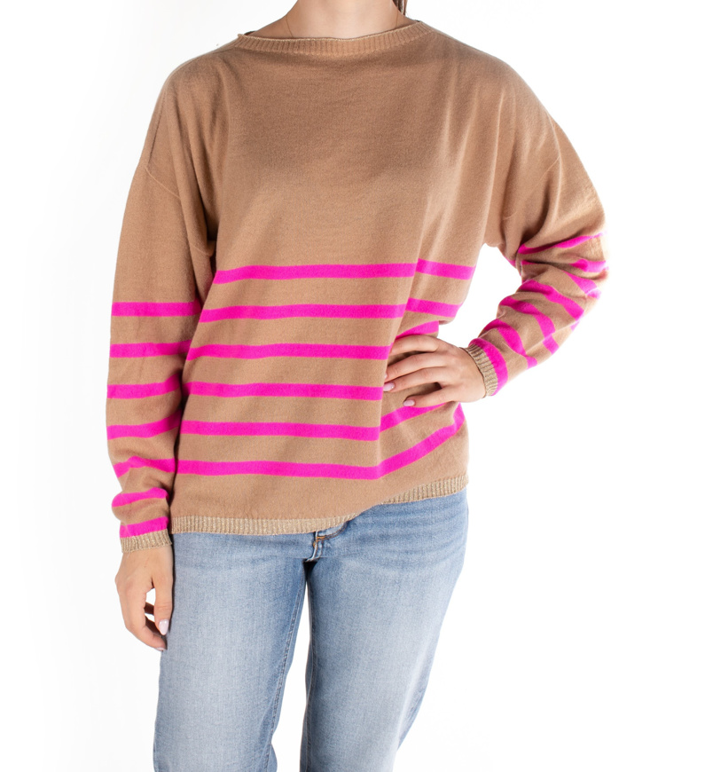 Picture of VICOLO MAGLIA  - 464 GOLDCAMMELLO FUXIA