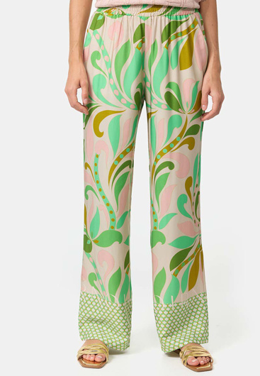 Picture of CATNOIR PALAZZO PANTS IN VISCOSE - GREEN FLORALS