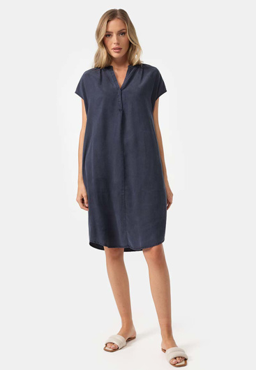 Picture of CATNOIR DRESS MADE OF TENCEL WITH SPLITNECK - NAVY