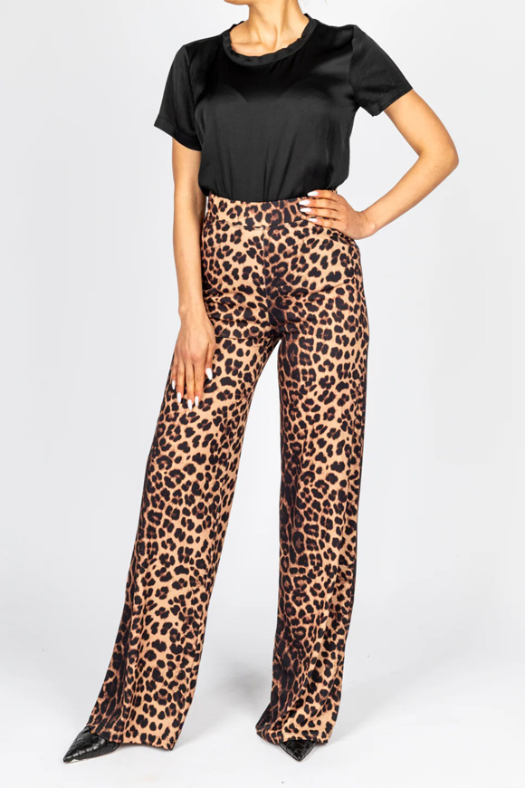 Picture of VICOLO ANIMAL PRINT PALAZZO PANTS - UB0 175 - MACULATO